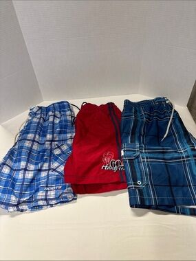 Roots Blue and White Plaid Swim Shorts